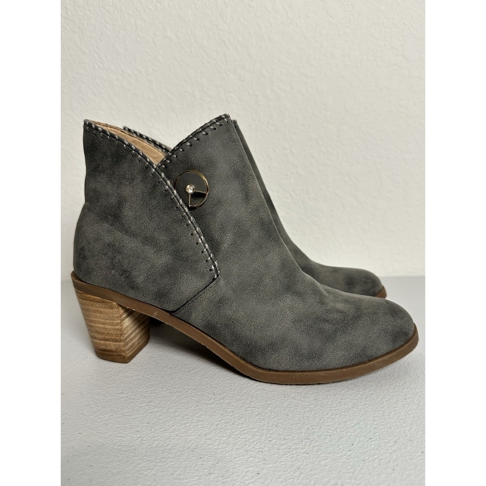 Lindsay Phillips Womens Shelly Gray Heel Ankle Boots Size 7.5 Faux Suede